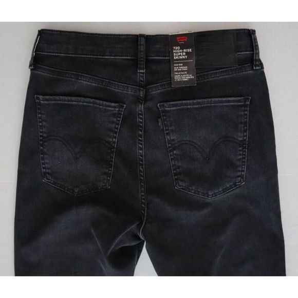 Levi's 720 Women's Sz 31 Black Mile High-Rise Super Skinny Jeans - Picture 4 of 7